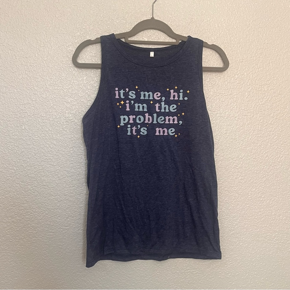 Heathered blue Graphic Tank Top unofficial Taylor swift merch size Large